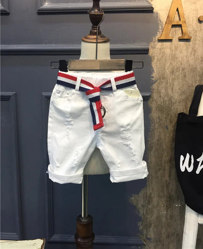 Hot Summer Design White Boy's Jeans Kids Short Pants Boys Elegant Jeans Denim