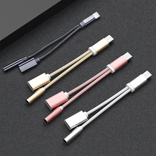 2 in 1 USB Type C Charging Cable Type-C Convertor 3.5mm Audio  Earphone