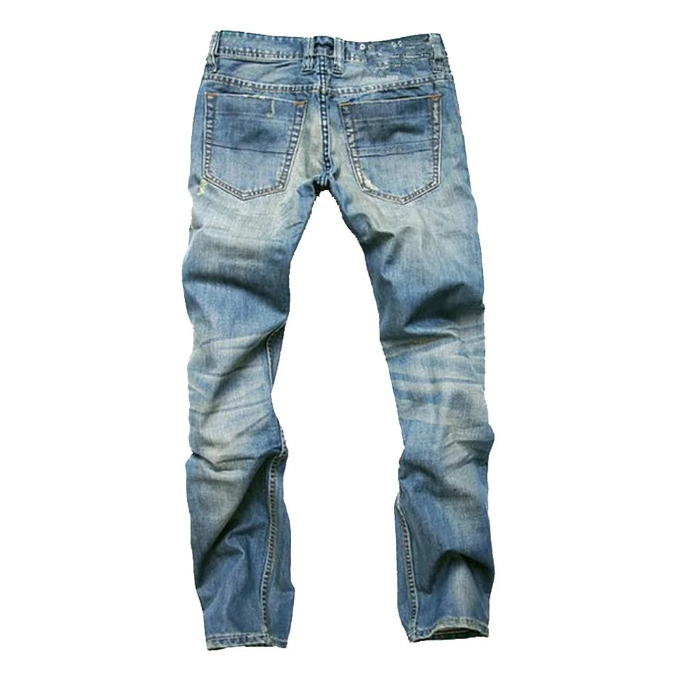 Ripped Denim Jeans for Men Straight Slim Plus Size 40 42 Pantalones Designer