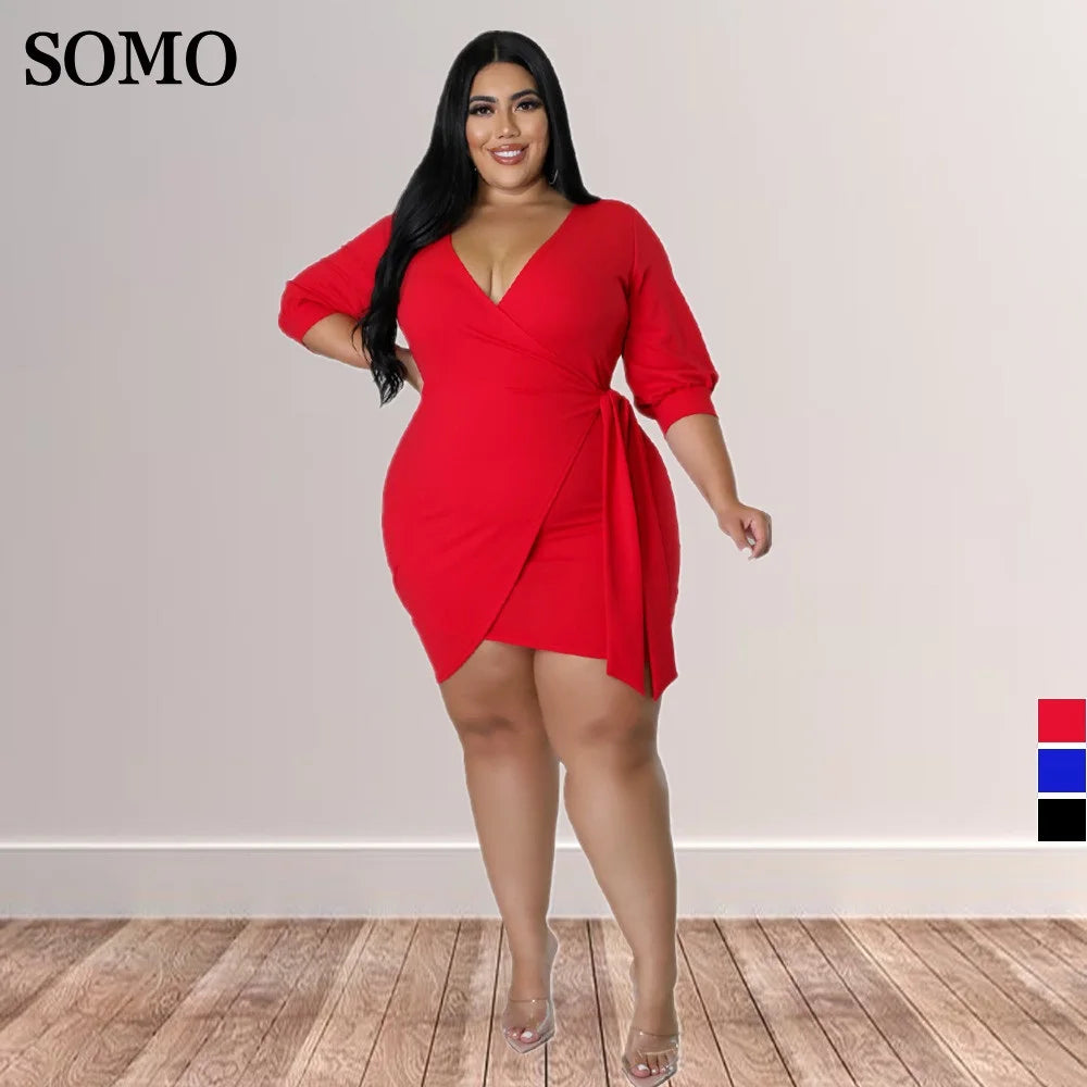 2022 Summer Fashion Plus Size Women Clothing Solid Half Sleeve