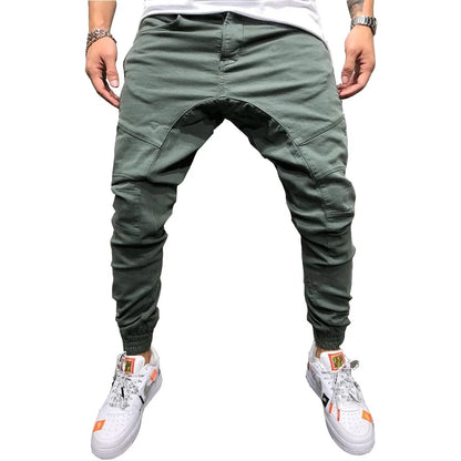 Men Pants Fashion Splicing Multi Pocket Harem Joggers Pants 2019 Male Trouser