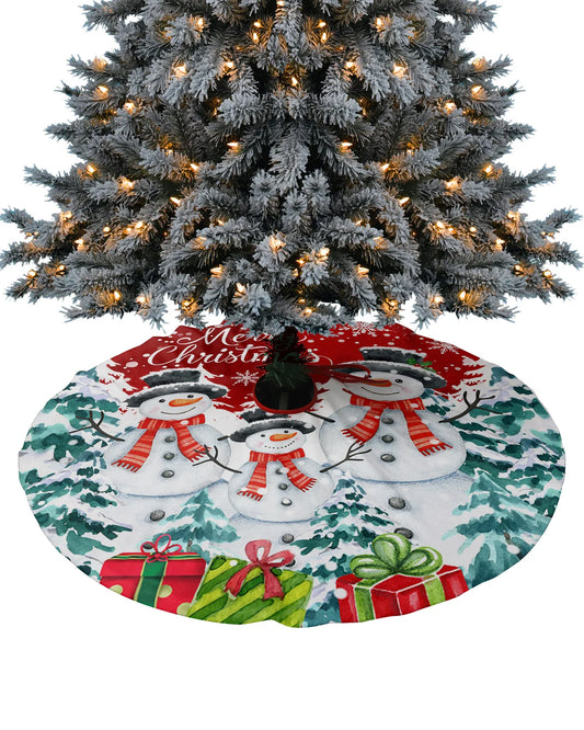 Winter Snowman Christmas Tree Snowflake Christmas Tree Skirt Xmas Decorations