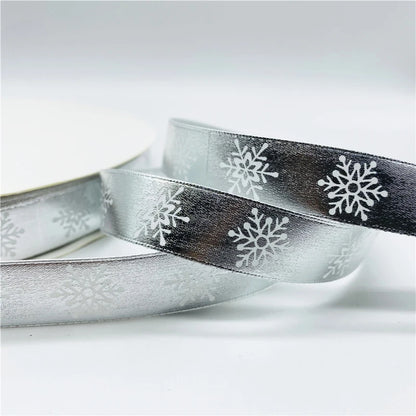 10mm 15mm 5yards Gold/Silver Christmas Decor Printed Christmas Ribbon