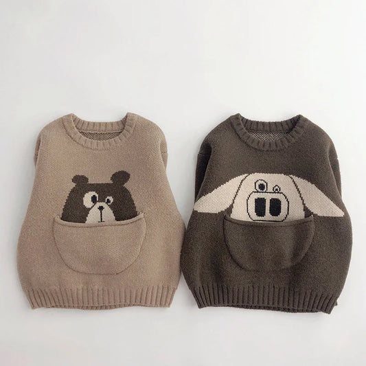 MILANCEL Kids Baby Clothes Sweaters Pullover Cartoon Boys Girls Knitwear Korean