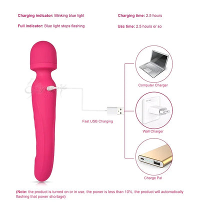 Heating AV Vibrator Magic Wand for Women Clitoris USB Rechargeable Massager