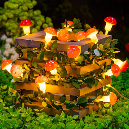 20leds 10leds New Year Decoration Lights LED Green Leaf Vine Mushroom