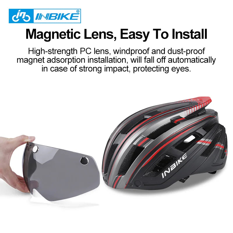 INBIKE Bicycle Helmets for Men With Lights Riding Magnetic Goggle Helmet