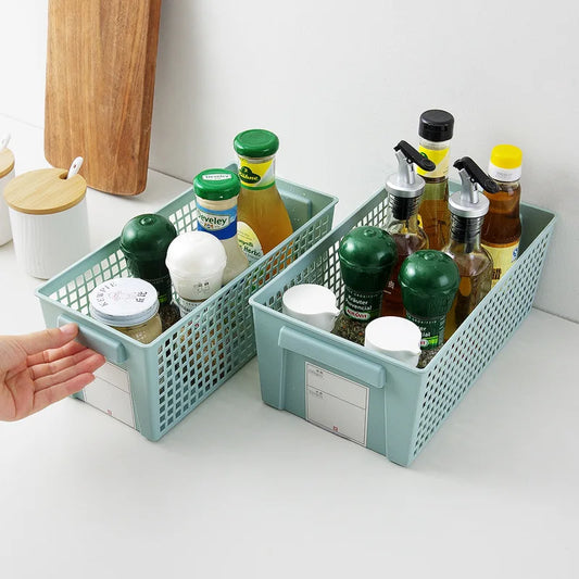 Household Rectangular Storage Basket With Handle Kitchen Bathroom Storage