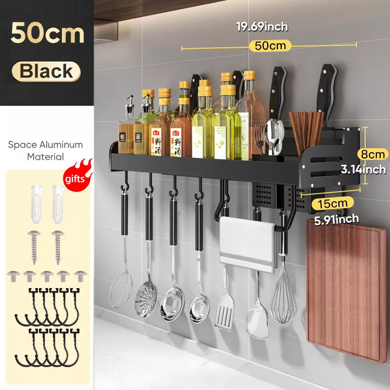 Joybos Kitchen Spice Organizer Set Punch-Free Wall-Mounted Racks