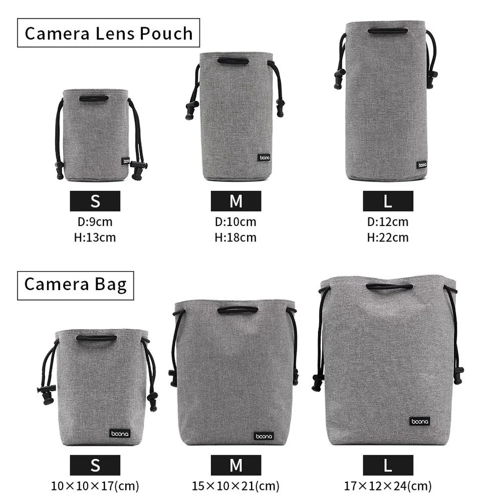 BOONA Camera Bag Backpack Lens Bag Drawstring Pouch Fleece Waterproof Camera