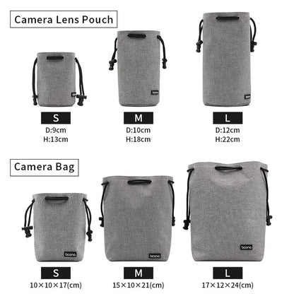 BOONA Camera Bag Backpack Lens Bag Drawstring Pouch Fleece Waterproof Camera