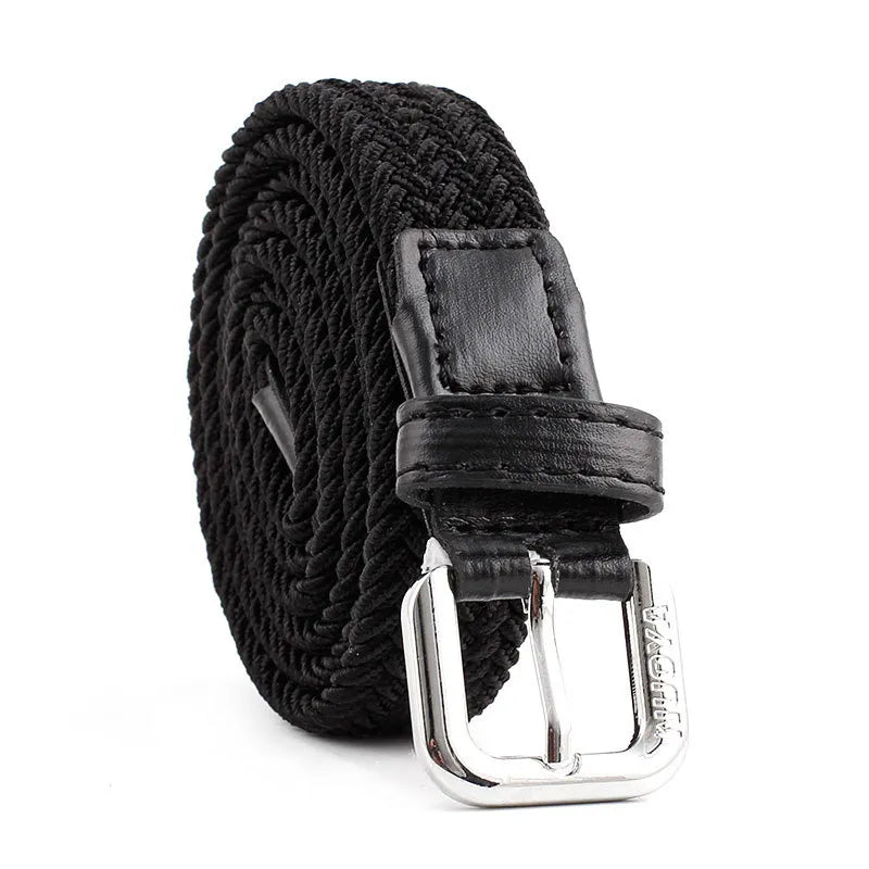 Casual Kids Belt Woven Stretch Solid Color Men's Fashion Knit Pin Buckle