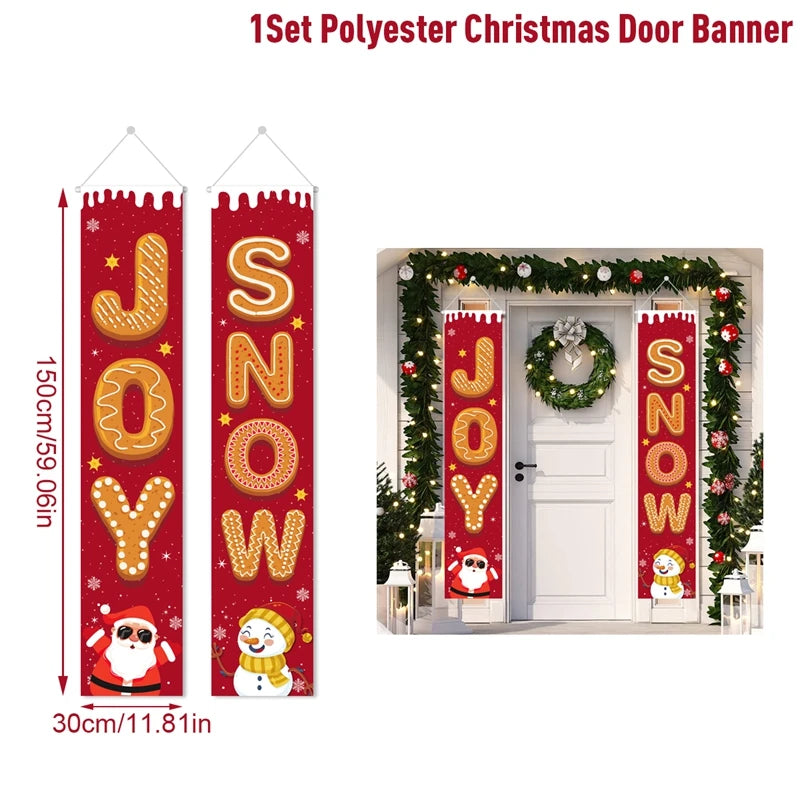 Christmas Door Decoration 2024 Merry Christmas Banner Decor for Home