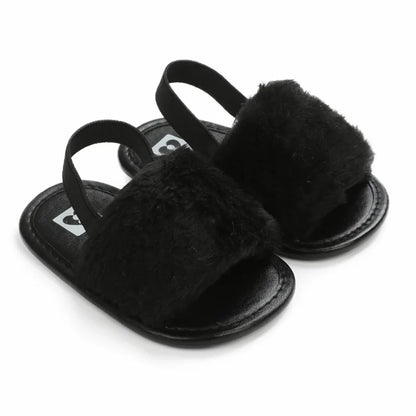 Summer Newborn Infant Baby Girls Soft Sole Sandals Plush Slide Sandal Toddler