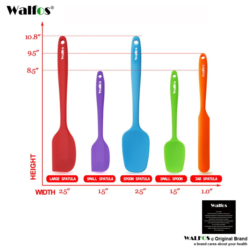 WALFOS Kitchen Utensil Cooking Tools Silicone Spatula Set Spoon Cake Spatulas