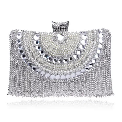 Rhinestones Tassel Clutch Diamonds Beaded Metal Evening Bags Chain Shoulder