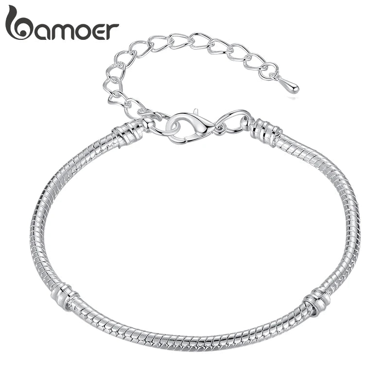 BAMOER Basic Bracelet Snake Chain Bracelet Jewelry 16cm-23cm 7 Size