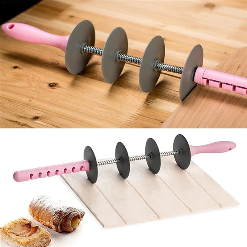 Kitchen Adjustable Rolling Pin Multifunctional Croissant Bread Iron Slicer