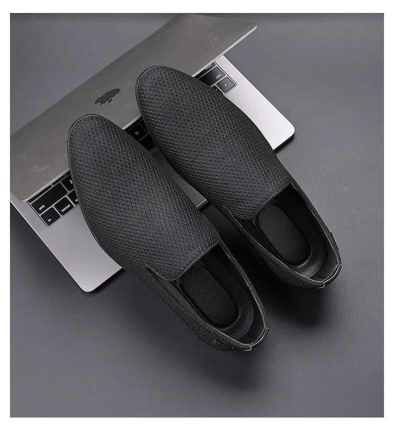 Fashion Mens Loafers Slip on Suede Genuine Leather Shoes