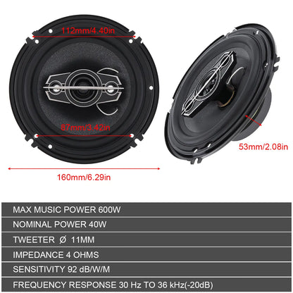 2pcs 6 Inch 600W 4 Way Car Speakers Music Stereo Full Range Frequency Subwoofer