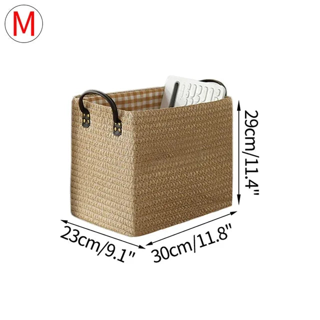 Woven Storage Baskets Foldable Storage Box With Handle Toy Snack Sundries