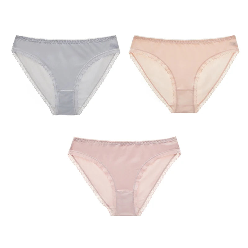 3Pcs Ice Silk Women's Soft Underwear for Woman Panties High Quality