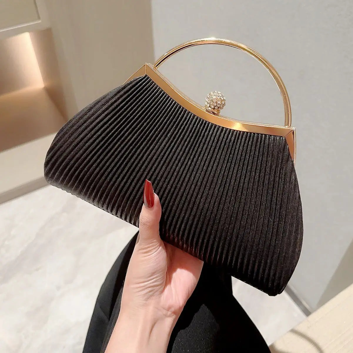 2023 Evening Bag for Women Elegant Glitter Pleated Ladies Clutch Luxury Party