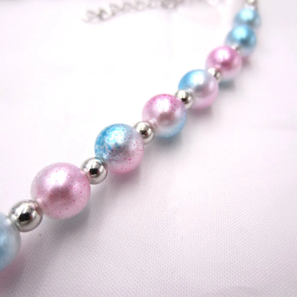 1Set 2023 New Child Chunky Beads Necklaces Colorful Toddler Girls Pearl