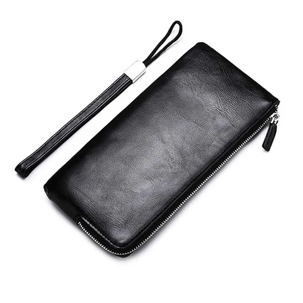 New Business Style Men's Clutch Large Wallet Soft PU Leather Male Wristlet Pack