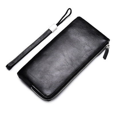 New Business Style Men's Clutch Large Wallet Soft PU Leather Male Wristlet Pack