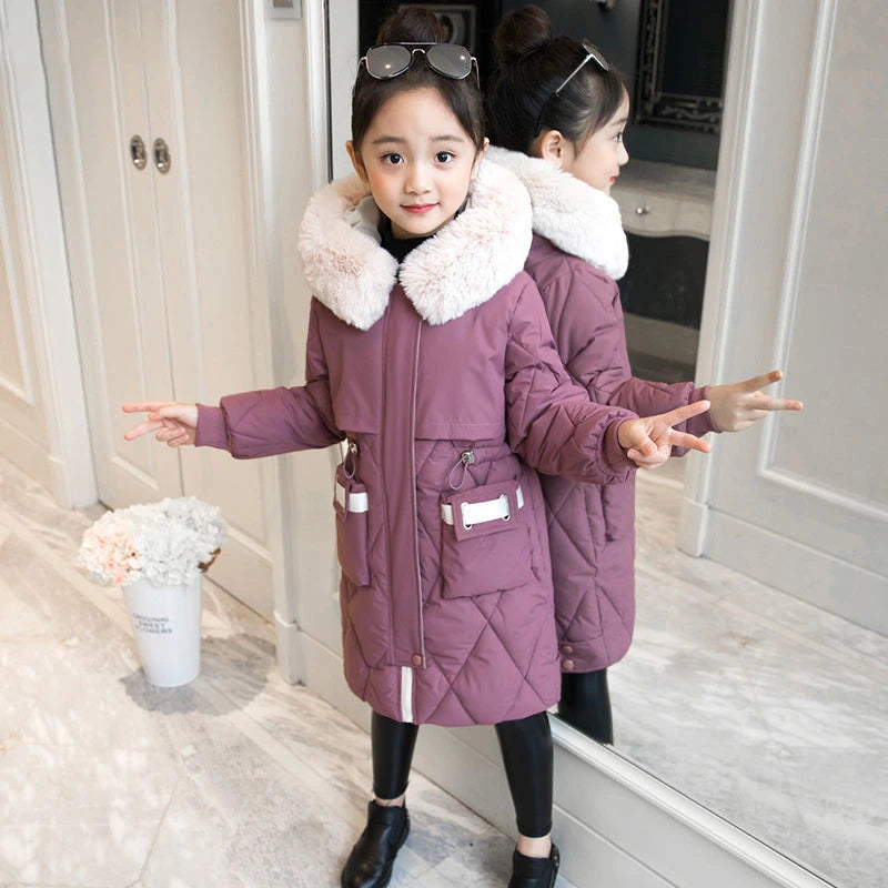 2023 New Brand Children Girl Jacket Thick Long Winter Warm Coat Fashion