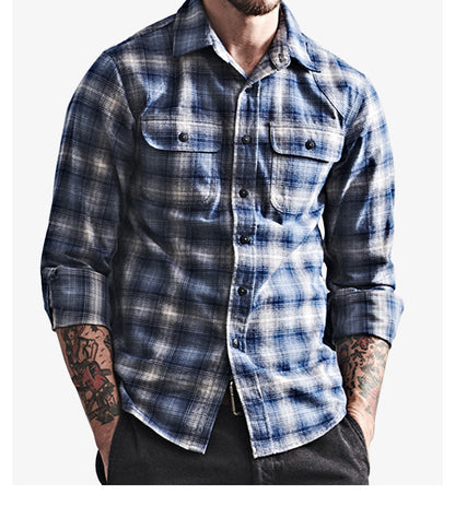 Men's Casual Custom Shirts Long Sleeve Check Shirt for Men Plain 100%