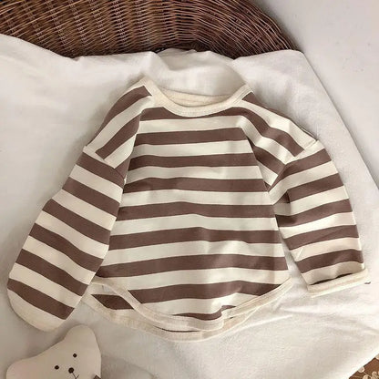 MiniAinis Spring Autumn New Girls Long Sleeve Striped Boys Cotton Hoodies