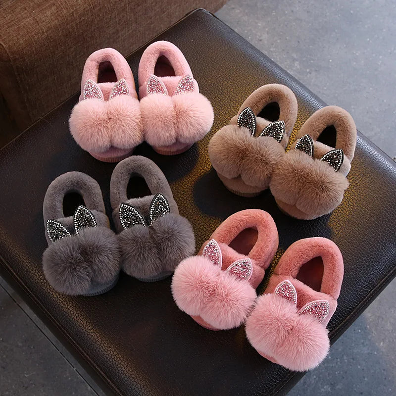 Kids Girls Girls Slippers Cartoon Fox Girls Home Shoes for Children Winter