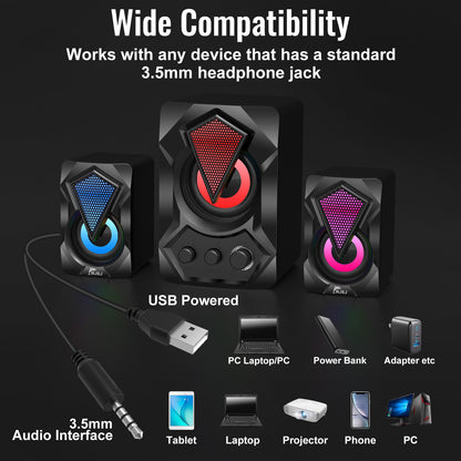 NJSJ Creative Brand Desktop Stereo PC Computer Speakers 2.1