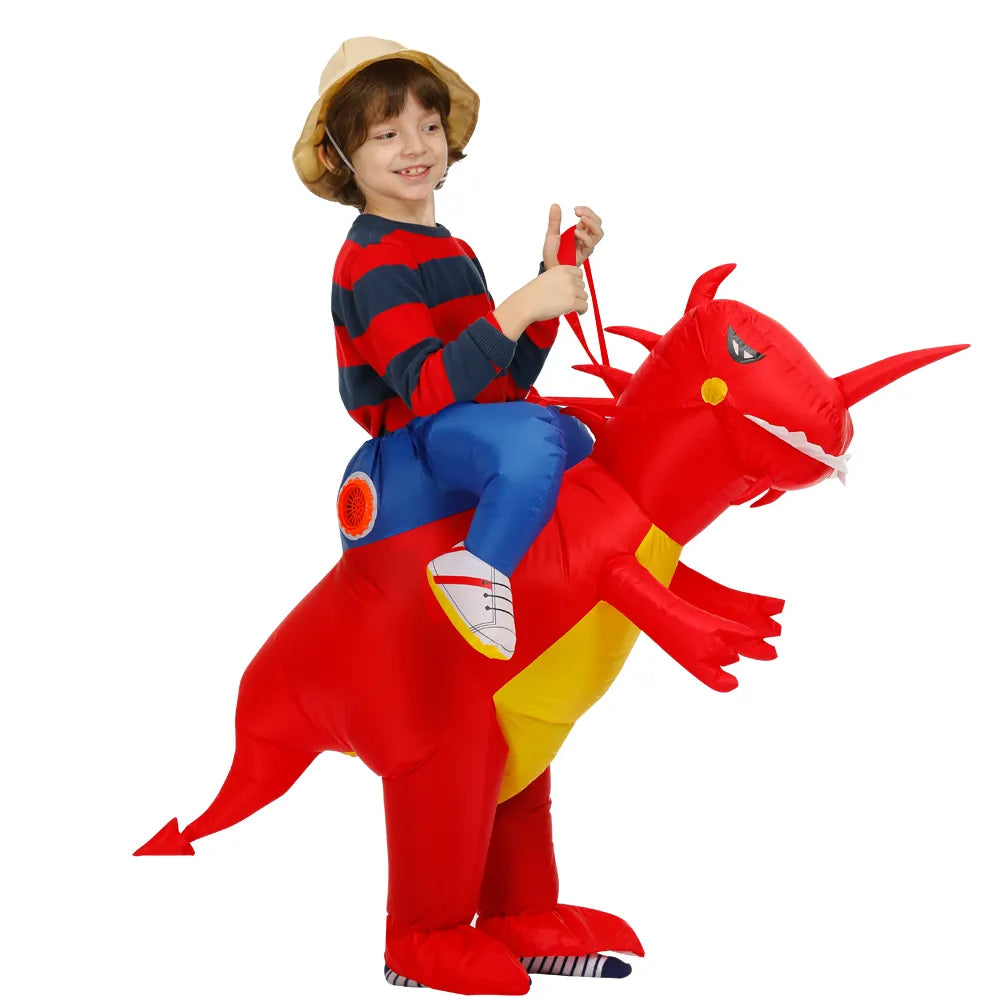 Kids Child Dinosaur Inflatable Costume Anime Mascot Dress Suit Halloween Purim