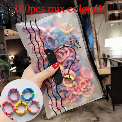 50/100pcs/Set Girls Colorful Nylon Small Elastic Hair