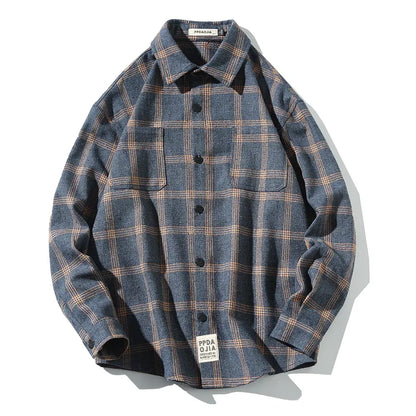 2023 New Men Plaid Shirt Long Sleeve Spring Shirt Social Casual Men Shirts