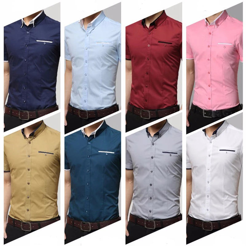 TFETTERS New Arrival Brand Men's Summer Business Shirt Short Sleeves