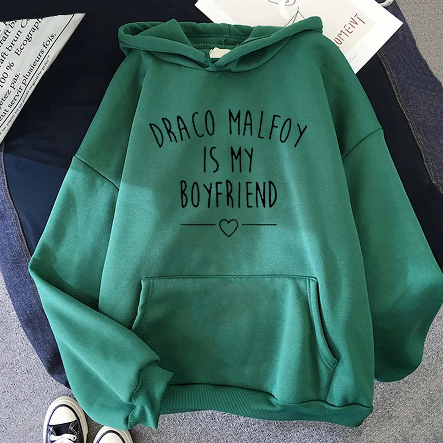 Draco Malfoy Is Letter Print Hoodie Green Casual Sudaderas Hoodies