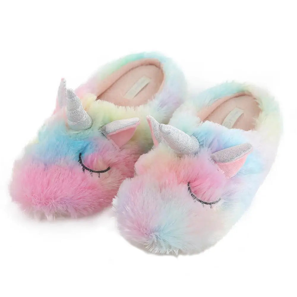 Dropshipping Unicorn Slippers Cortoon Rainbow Comfy Home Indoor Warm Women