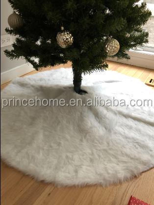 Promotional Faux Fur 24'' Christmas Tree Skirt Snowy White Tree Skirt