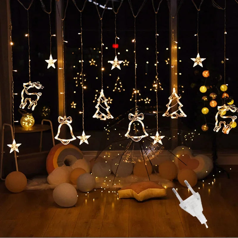 LED Star Lamp Curtain Garland Fairy String Lights Christmas Decoration Outdoor