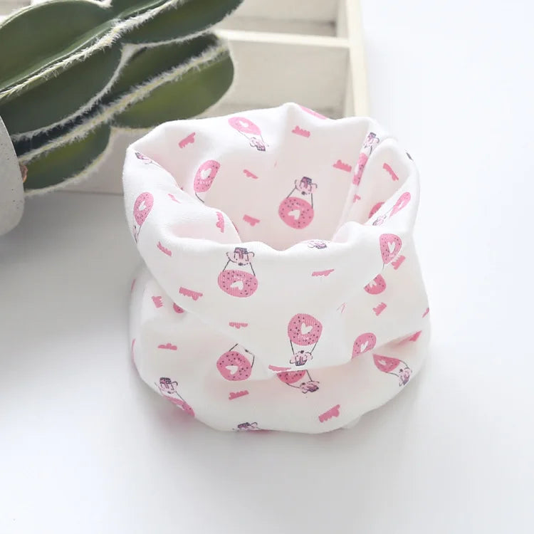 Korean Cotton Children's Scarf LIC Printed Cartoon Plaid Ring