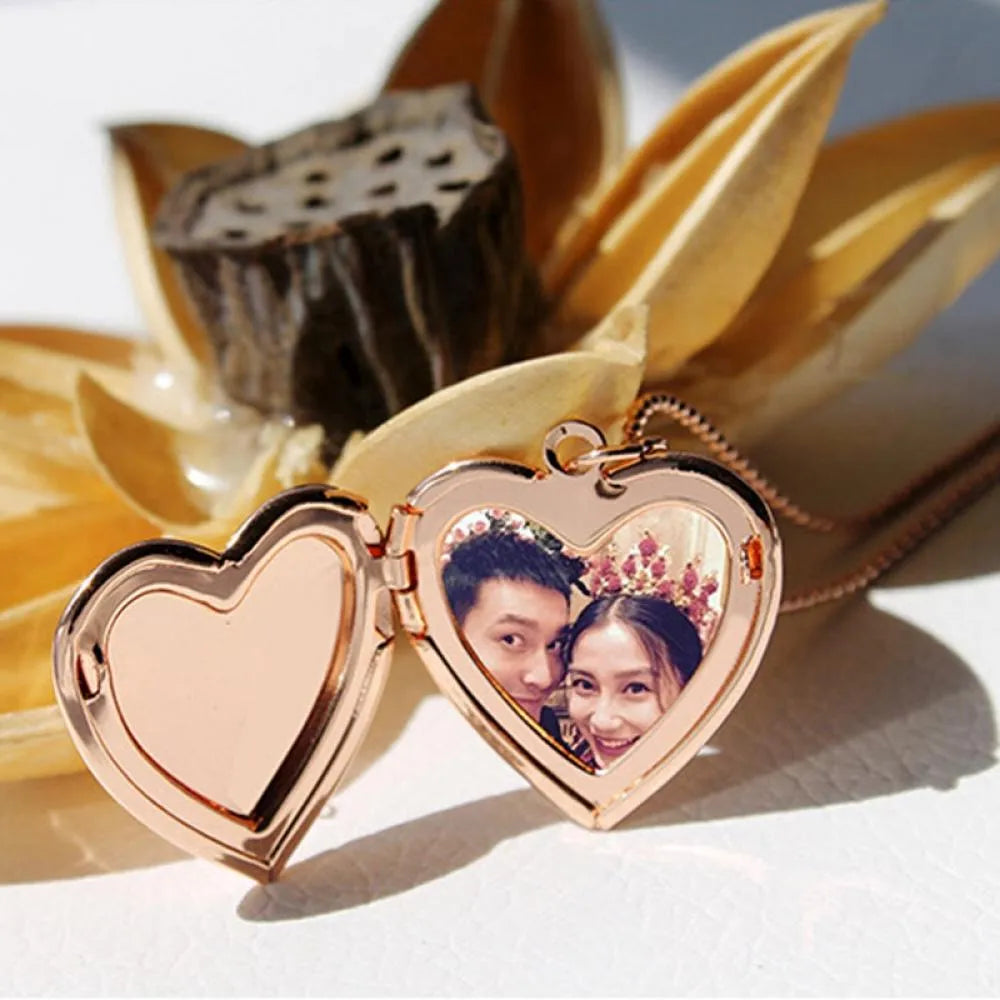 HOOH 1PC Heart Shaped Friend Photo Picture Frame Locket Pendant for Necklace