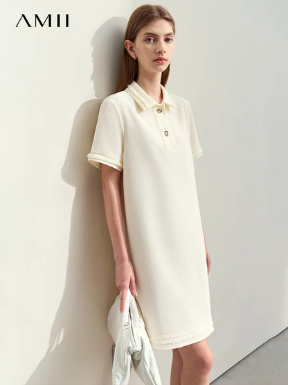 Amii Minimalism 2024 Summer New Dress for Women Elegant