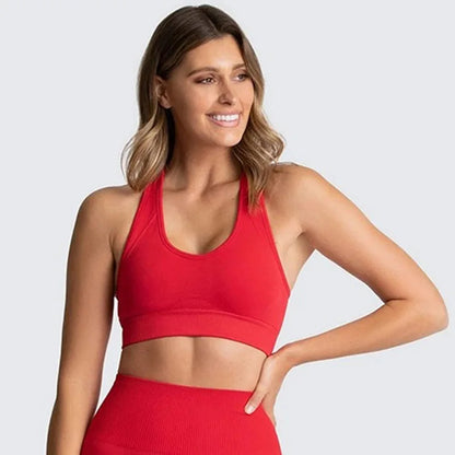 Women's Cropped Top Bra Nylon Sports Bra