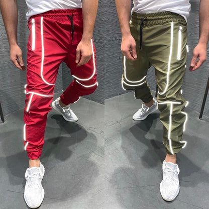 Wholesales Night Running Reflective Beam Pants Men's Hip-Hop Luminous Casual