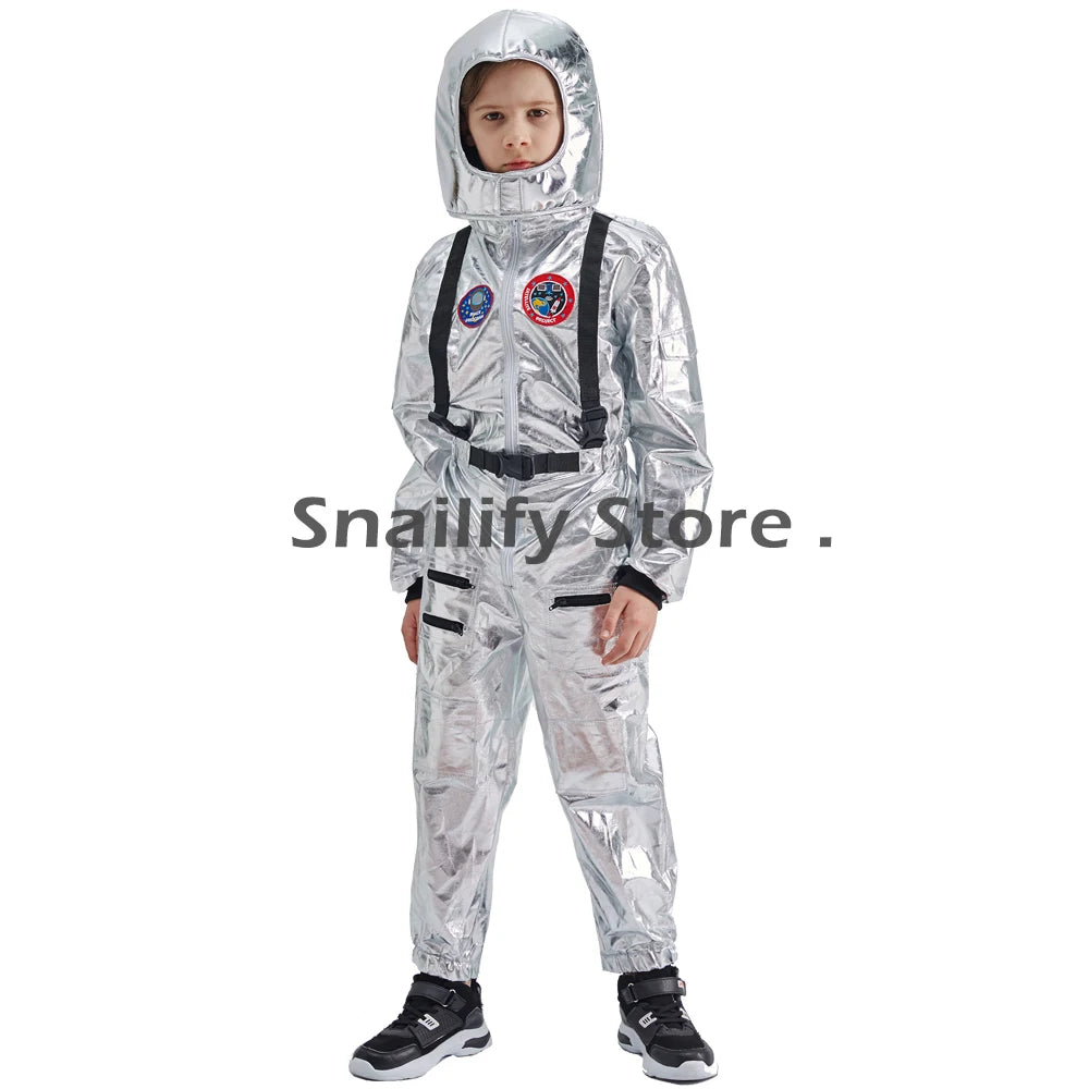 SNAILIFY Silver Spaceman Jumpsuit Boys Astronaut Costume for Kids