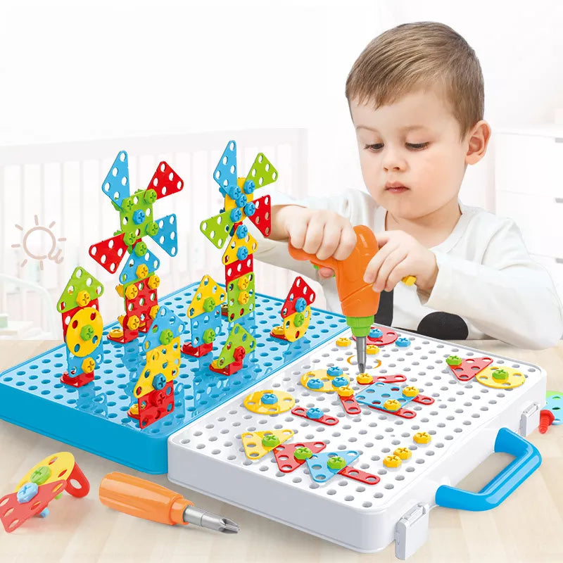 Kids Drill Screw Nut Puzzles Toys Pretend Play Tool Drill Disassembly Assembly